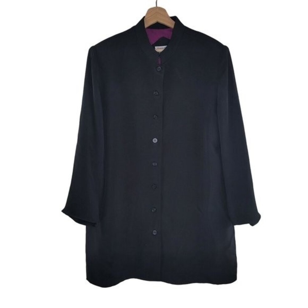 WinterSilks button mandarin collar lined jacket Size Large
